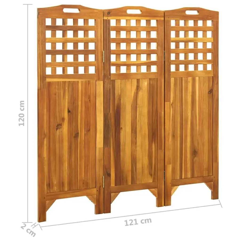 3-Panel Room Divider 121x2x120 cm Solid Acacia Wood 311877