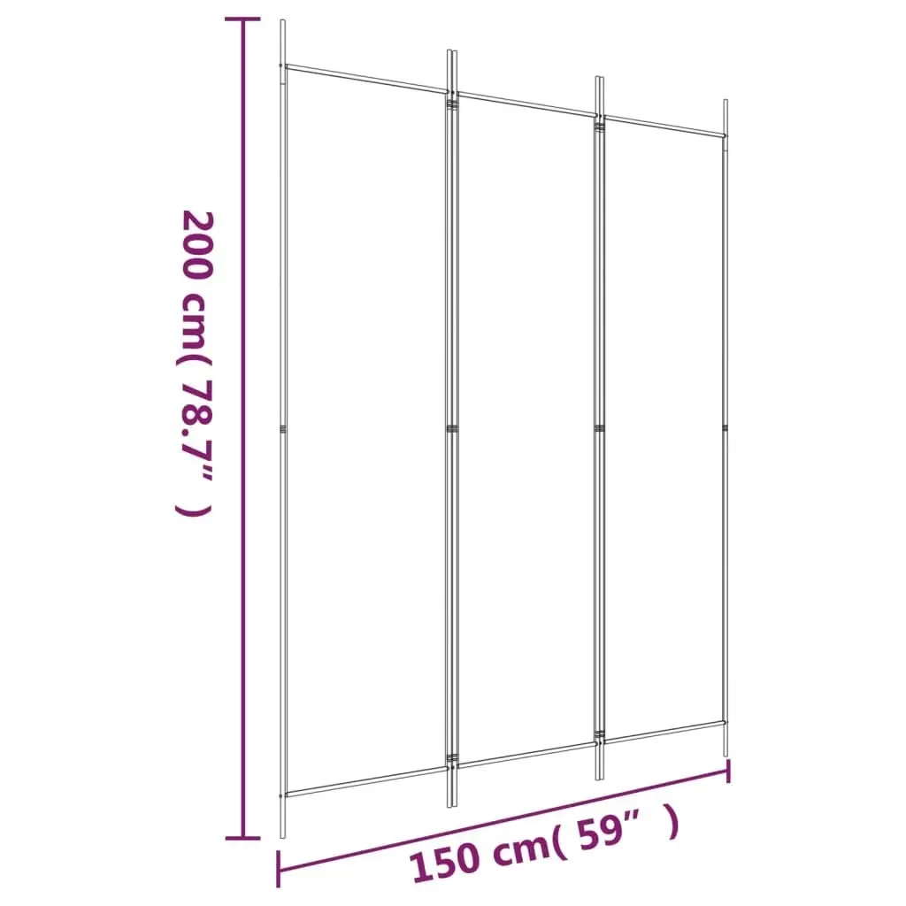 3-Panel Room Divider Anthracite 150x200 cm Fabric 350180