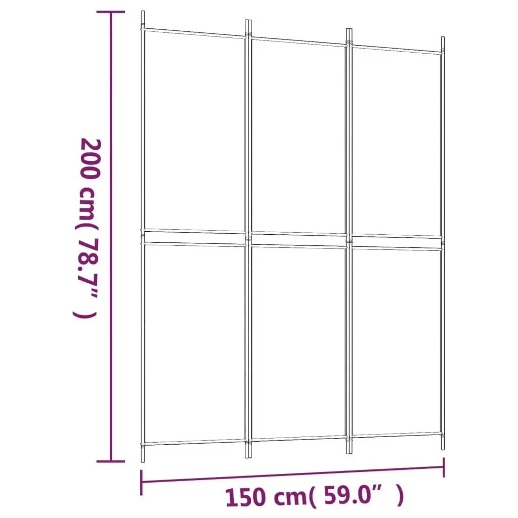 3-Panel Room Divider Anthracite 150x200 cm Fabric 350228