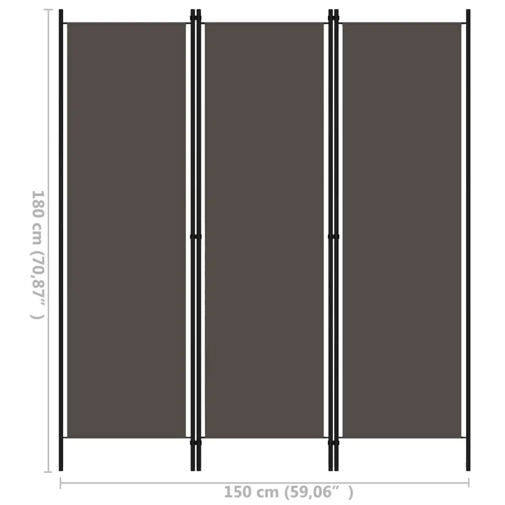 3-Panel Room Divider Anthracite 150x180 cm 320717