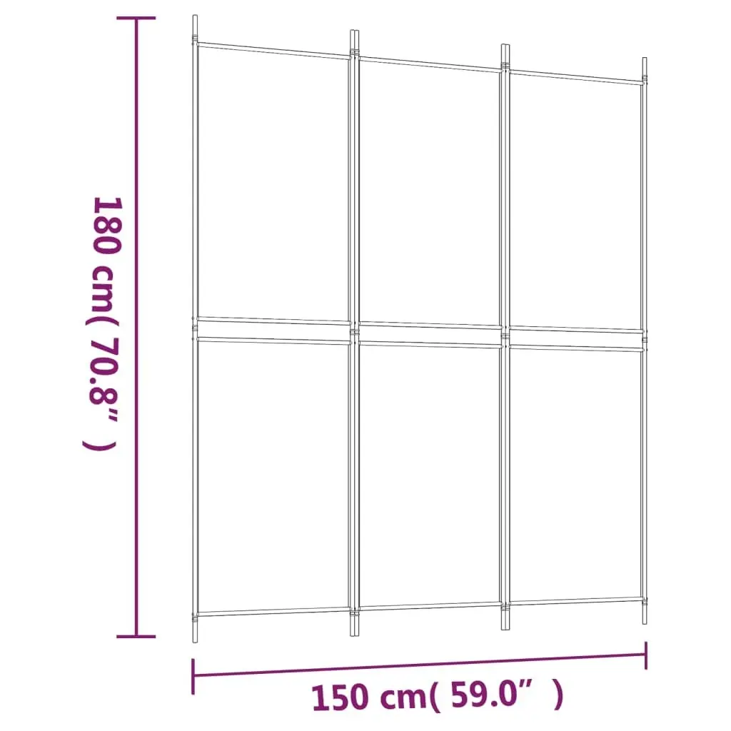 3-Panel Room Divider Anthracite 150x180 cm Fabric 350212