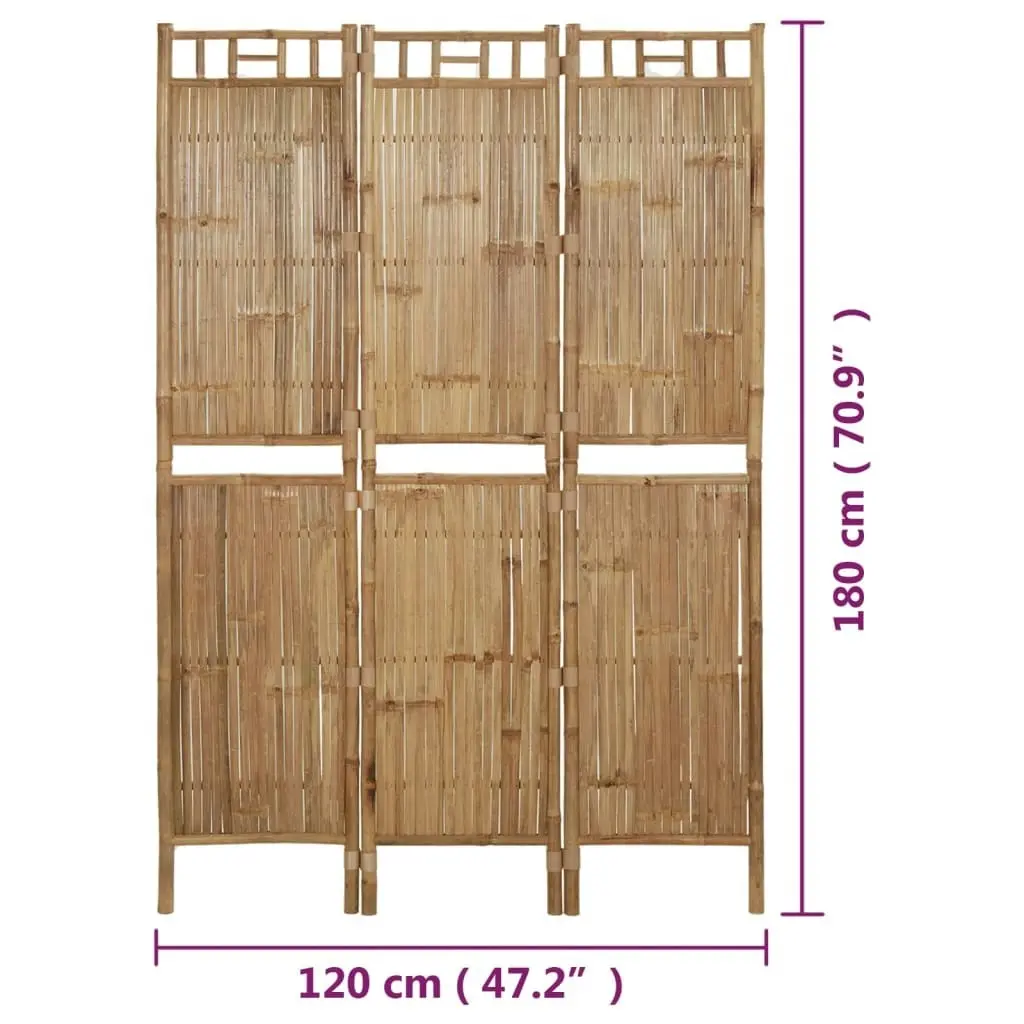 3-Panel Room Divider Bamboo 120x180 cm 341748