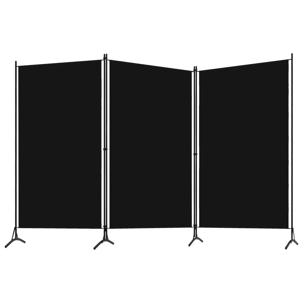 3-Panel Room Divider Black 260x180 cm Fabric 320734