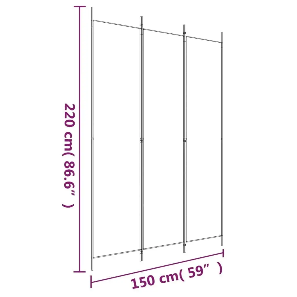 3-Panel Room Divider Anthracite 150x220 cm Fabric 350196