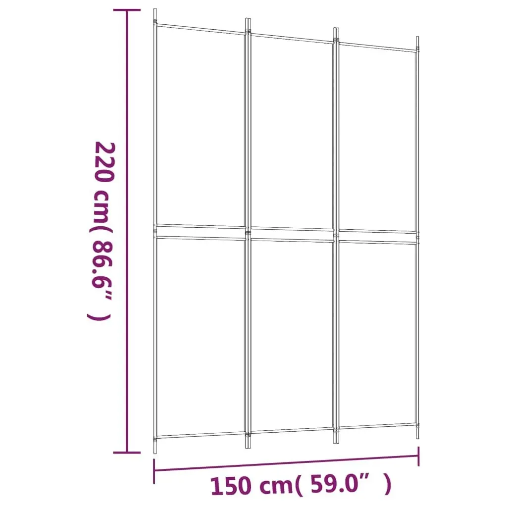 3-Panel Room Divider Anthracite 150x220 cm Fabric 350244