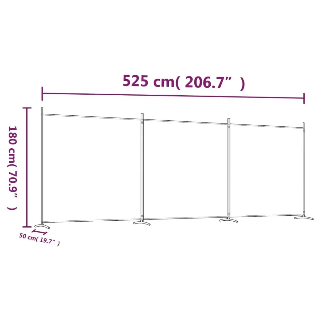 3-Panel Room Divider Anthracite 525x180 cm Fabric 350280