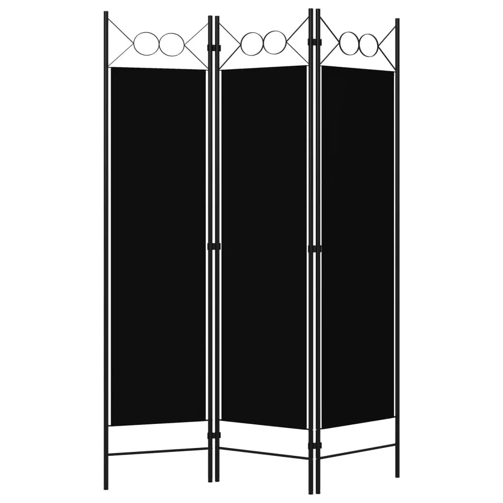 3-Panel Room Divider Black 120x180 cm 320702