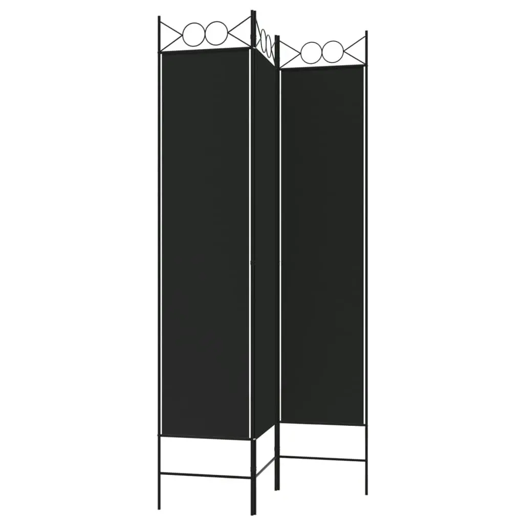 3-Panel Room Divider Black 120x200 cm Fabric 350149