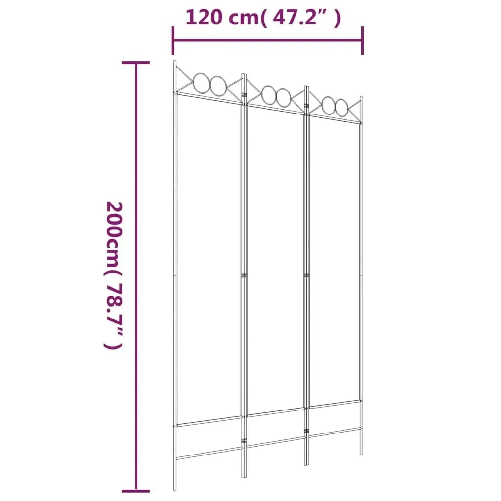 3-Panel Room Divider Black 120x200 cm Fabric 350149