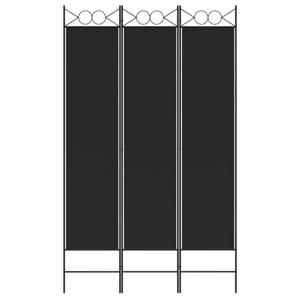 3-Panel Room Divider Black 120x200 cm Fabric 350149