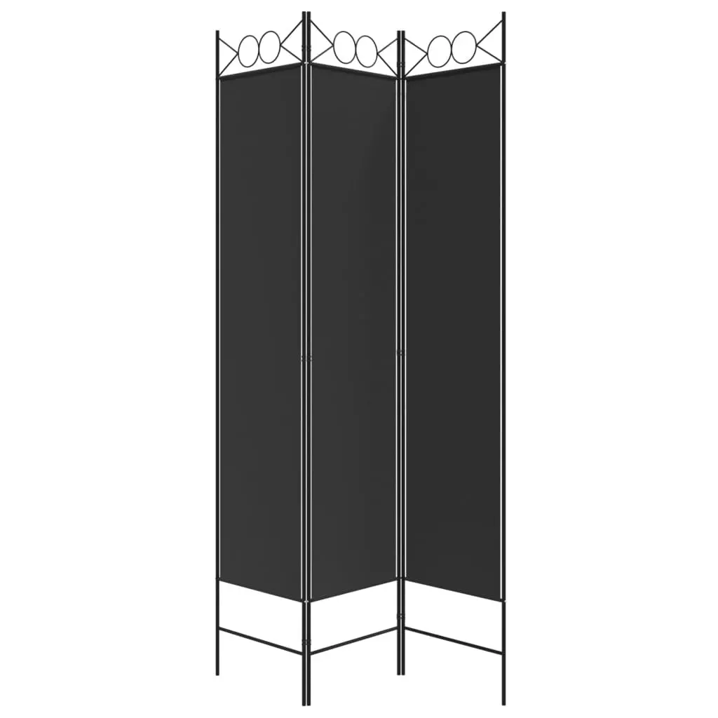 3-Panel Room Divider Black 120x200 cm Fabric 350149