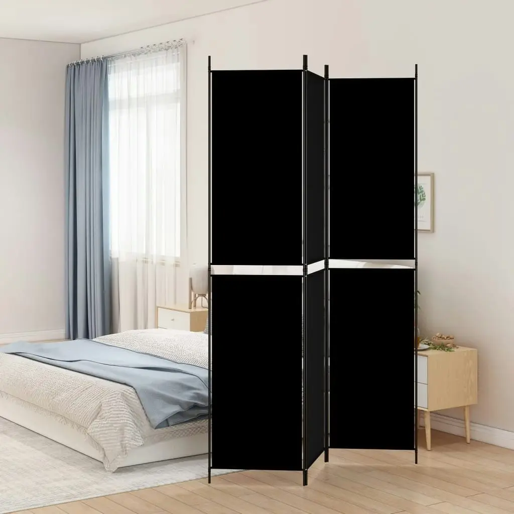 3-Panel Room Divider Black 150x220 cm Fabric 350245