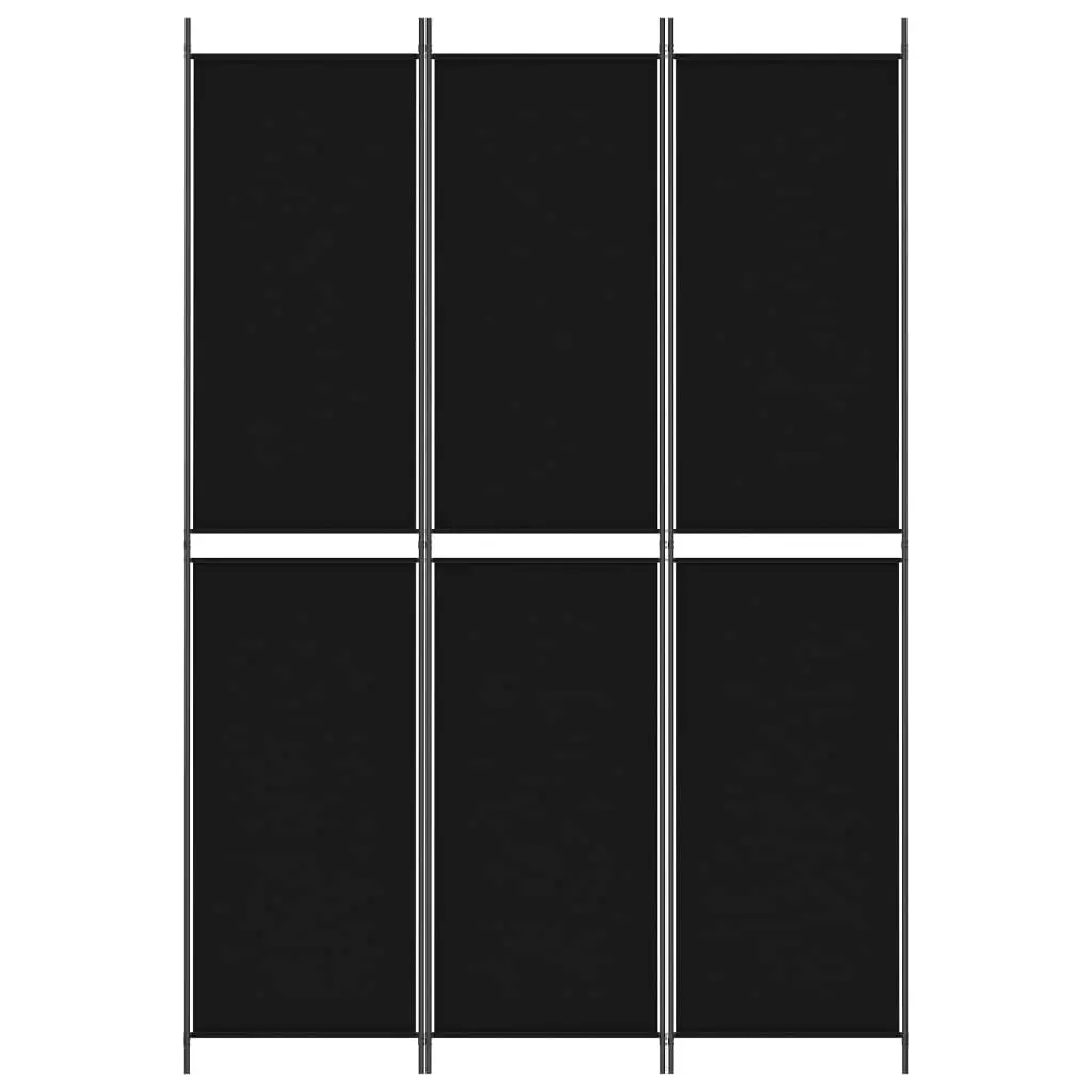 3-Panel Room Divider Black 150x220 cm Fabric 350245