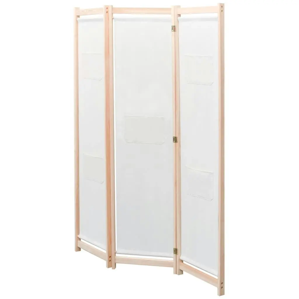 3-Panel Room Divider Cream 120x170x4 cm Fabric 42975