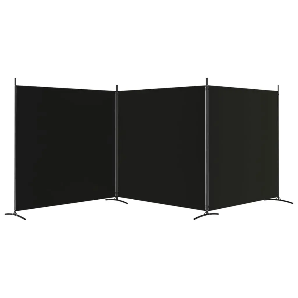 3-Panel Room Divider Black 525x180 cm Fabric 350281