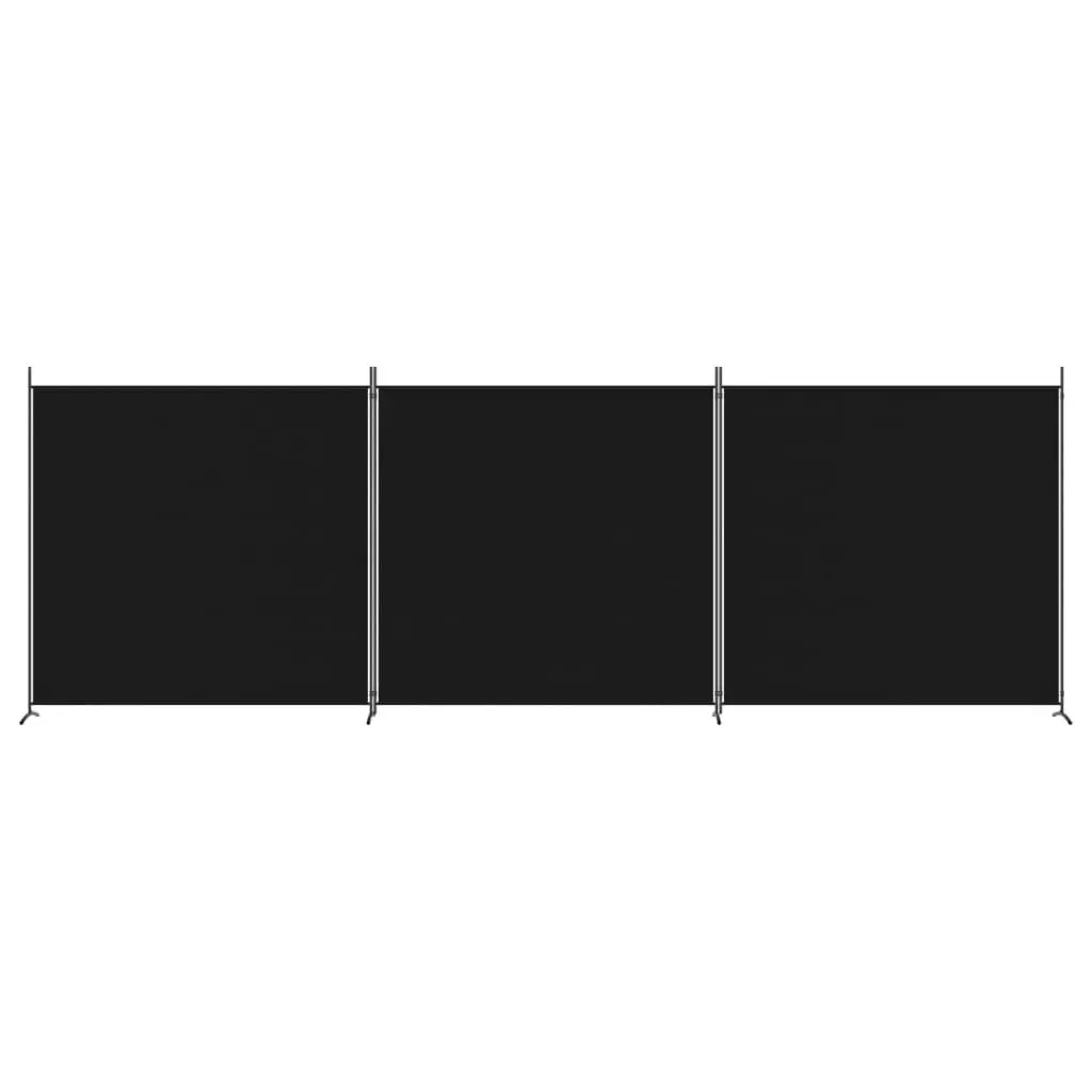 3-Panel Room Divider Black 525x180 cm Fabric 350281