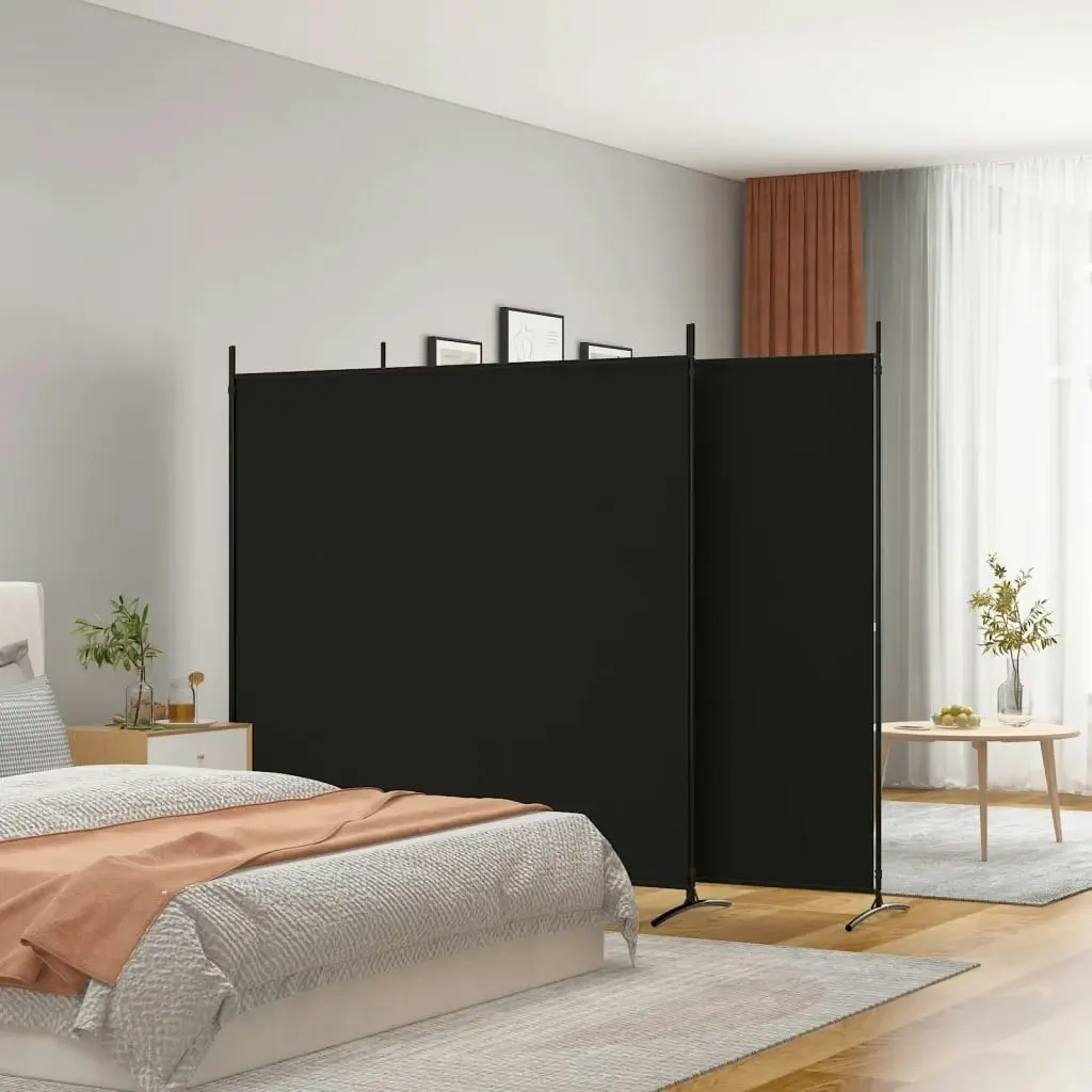 3-Panel Room Divider Black 525x180 cm Fabric 350281