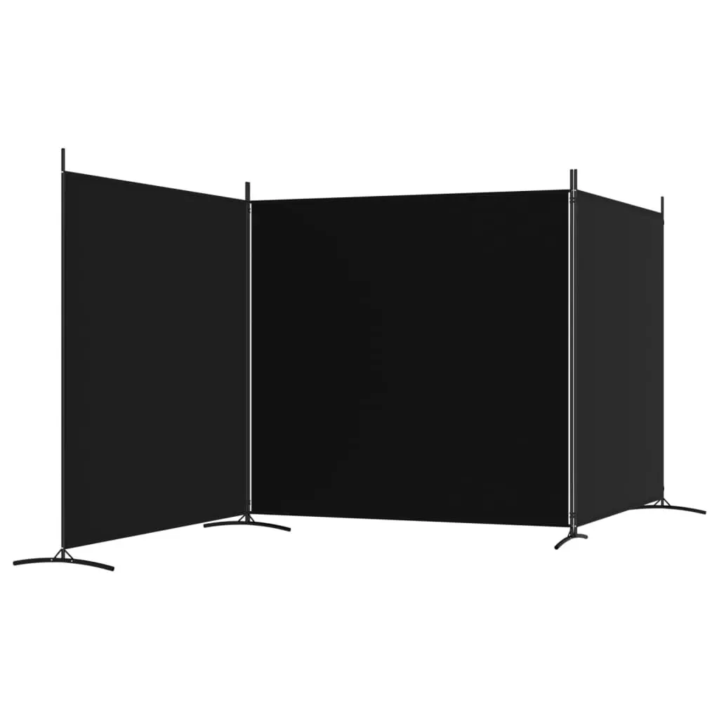 3-Panel Room Divider Black 525x180 cm Fabric 350281