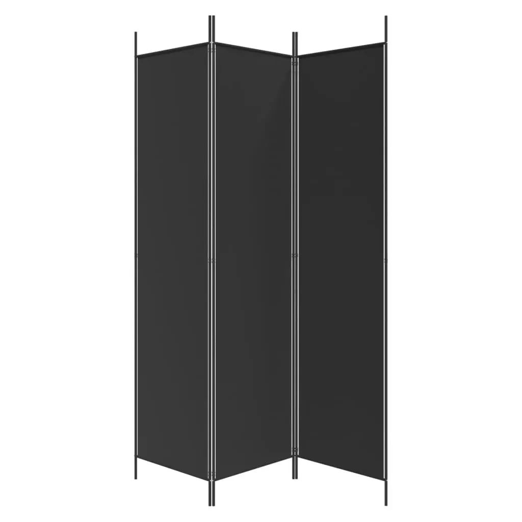 3-Panel Room Divider Black 150x200 cm Fabric 350181