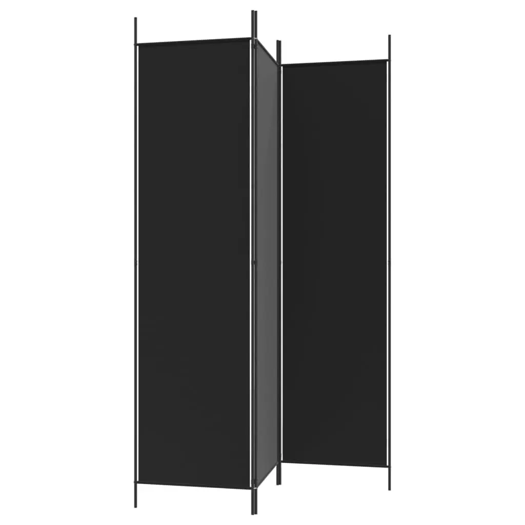 3-Panel Room Divider Black 150x200 cm Fabric 350181