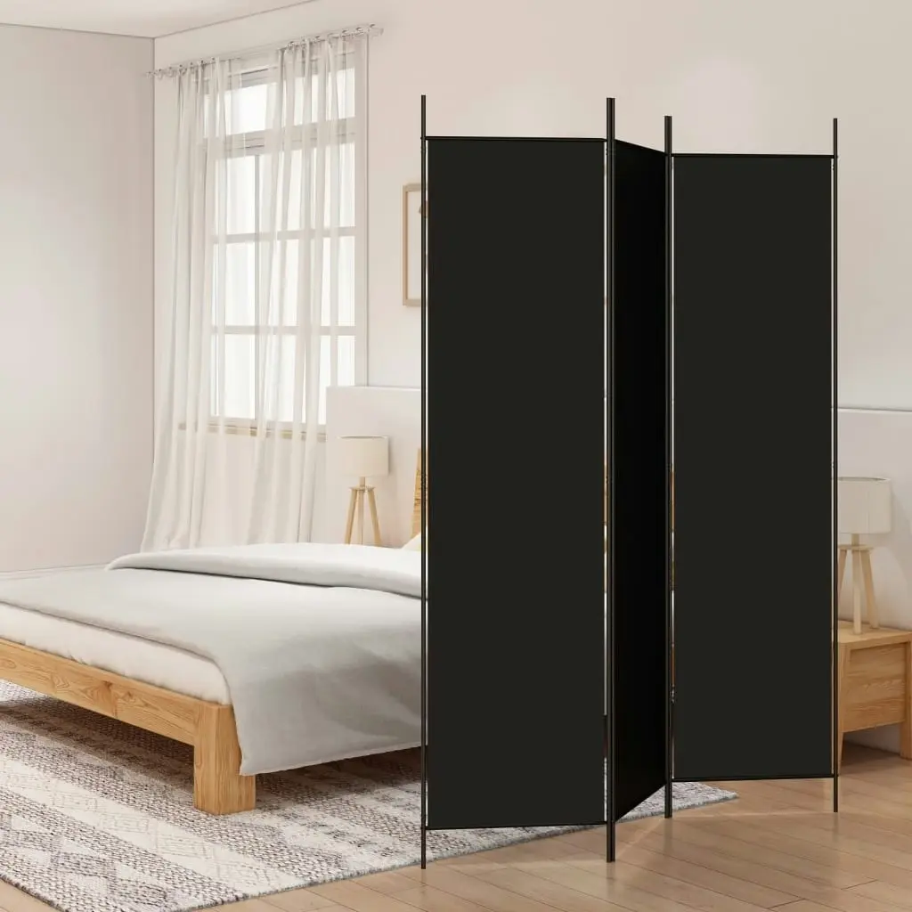 3-Panel Room Divider Black 150x200 cm Fabric 350181