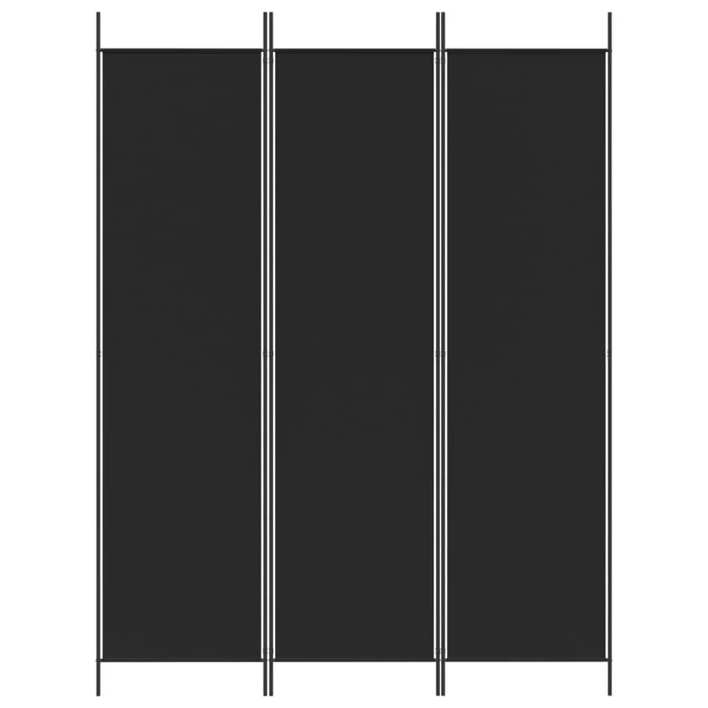 3-Panel Room Divider Black 150x200 cm Fabric 350181