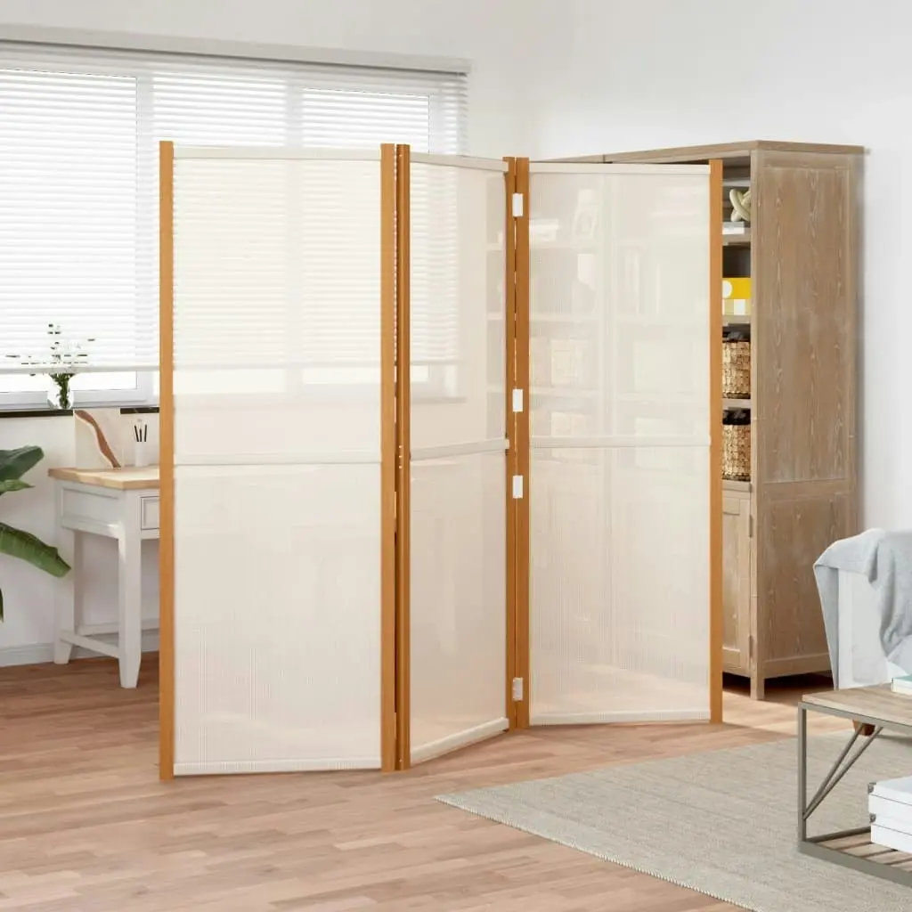 3-Panel Room Divider Cream White 210x180 cm 319183