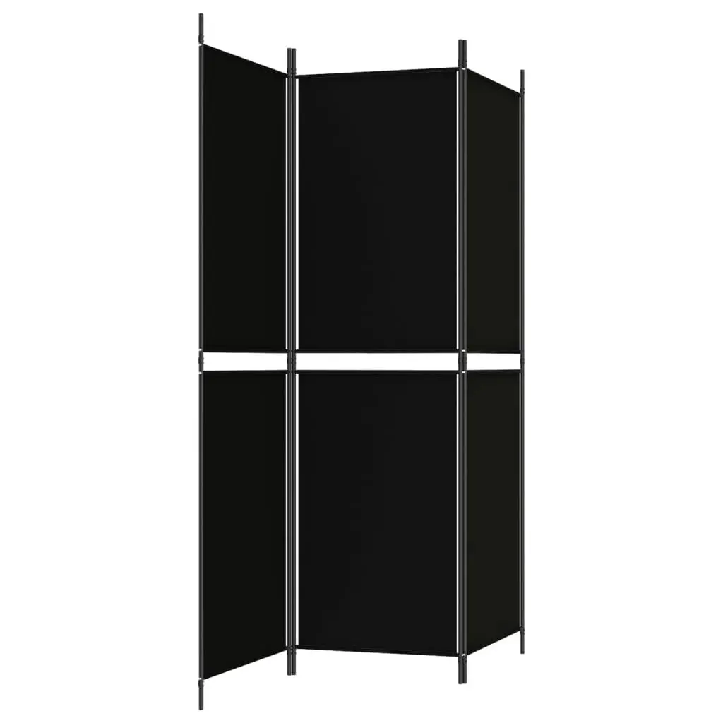 3-Panel Room Divider Black 150x180 cm Fabric 350213