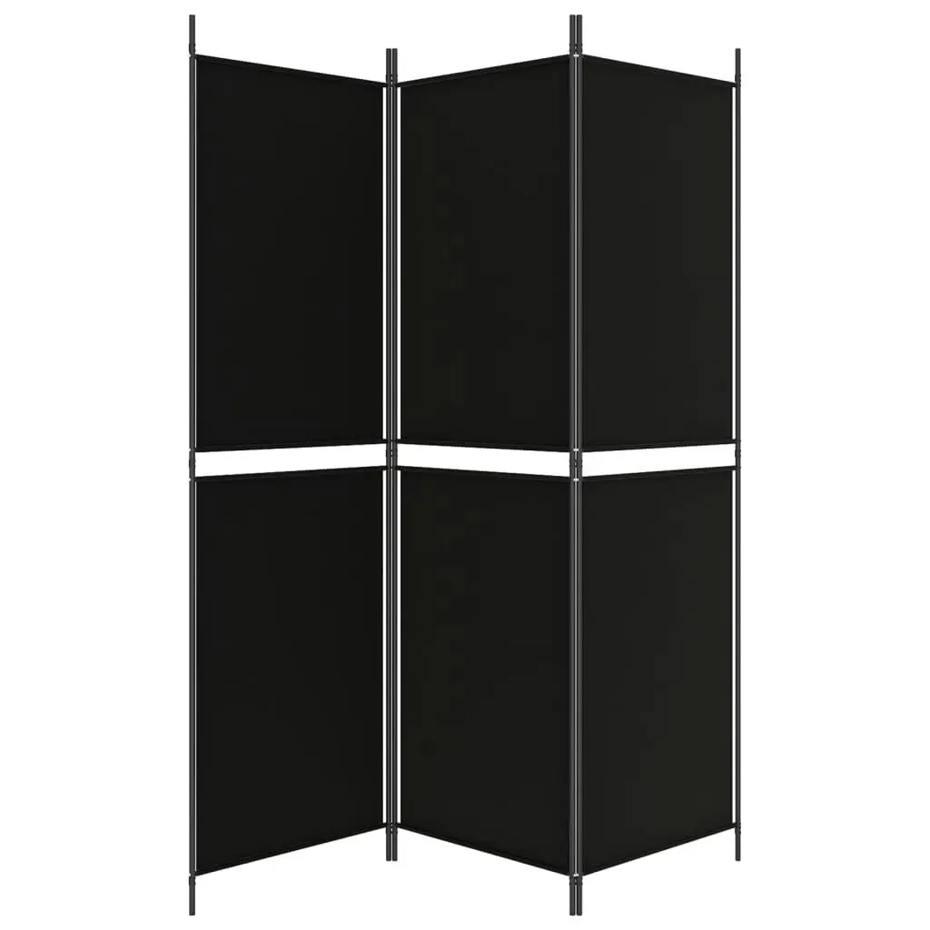 3-Panel Room Divider Black 150x180 cm Fabric 350213