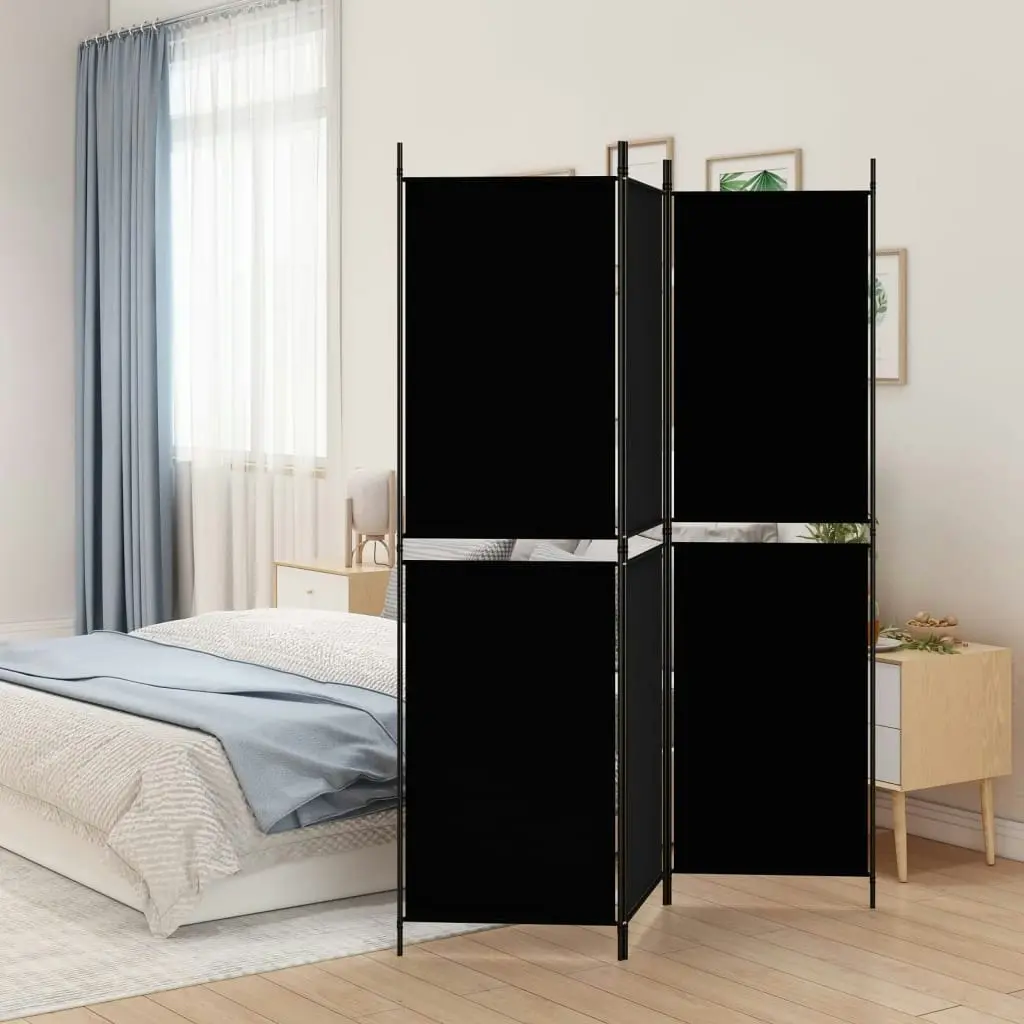 3-Panel Room Divider Black 150x180 cm Fabric 350213