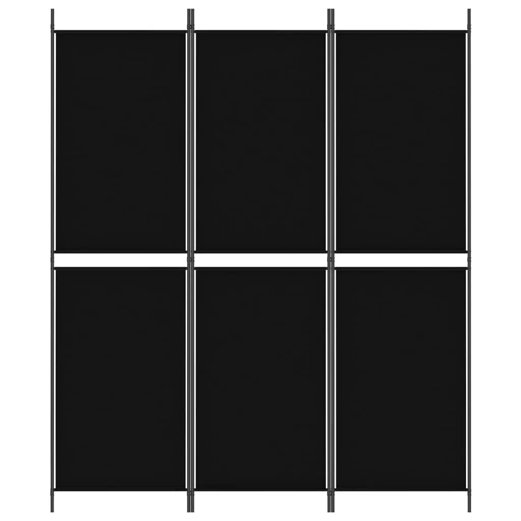 3-Panel Room Divider Black 150x180 cm Fabric 350213