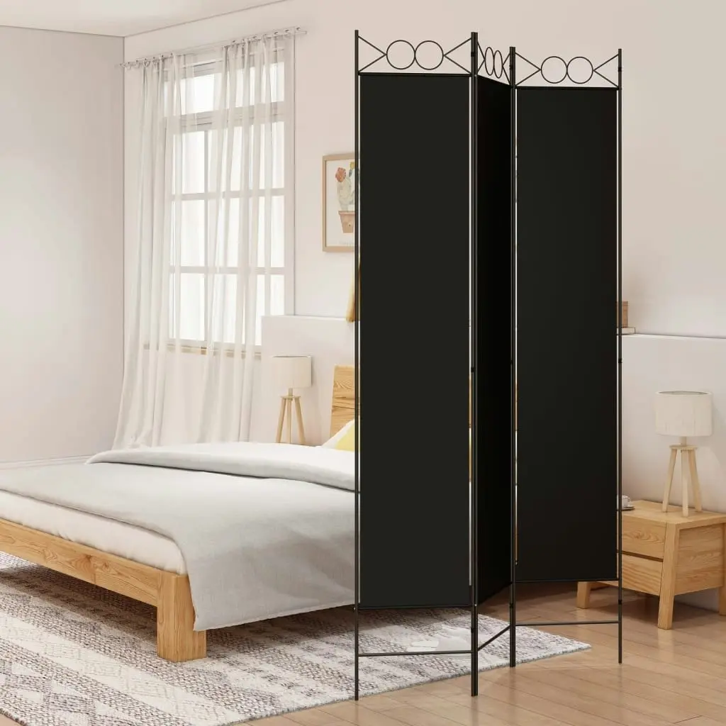 3-Panel Room Divider Black 120x220 cm Fabric 350165