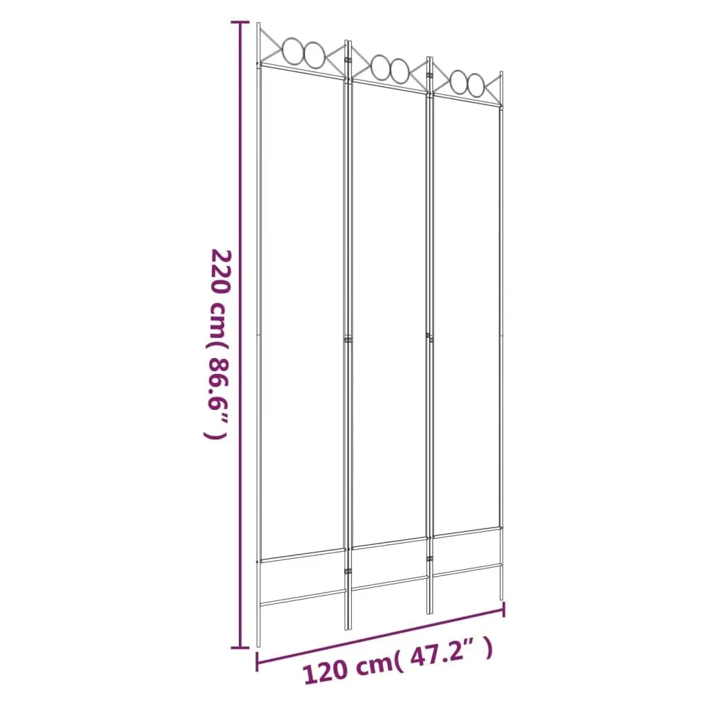 3-Panel Room Divider Black 120x220 cm Fabric 350165