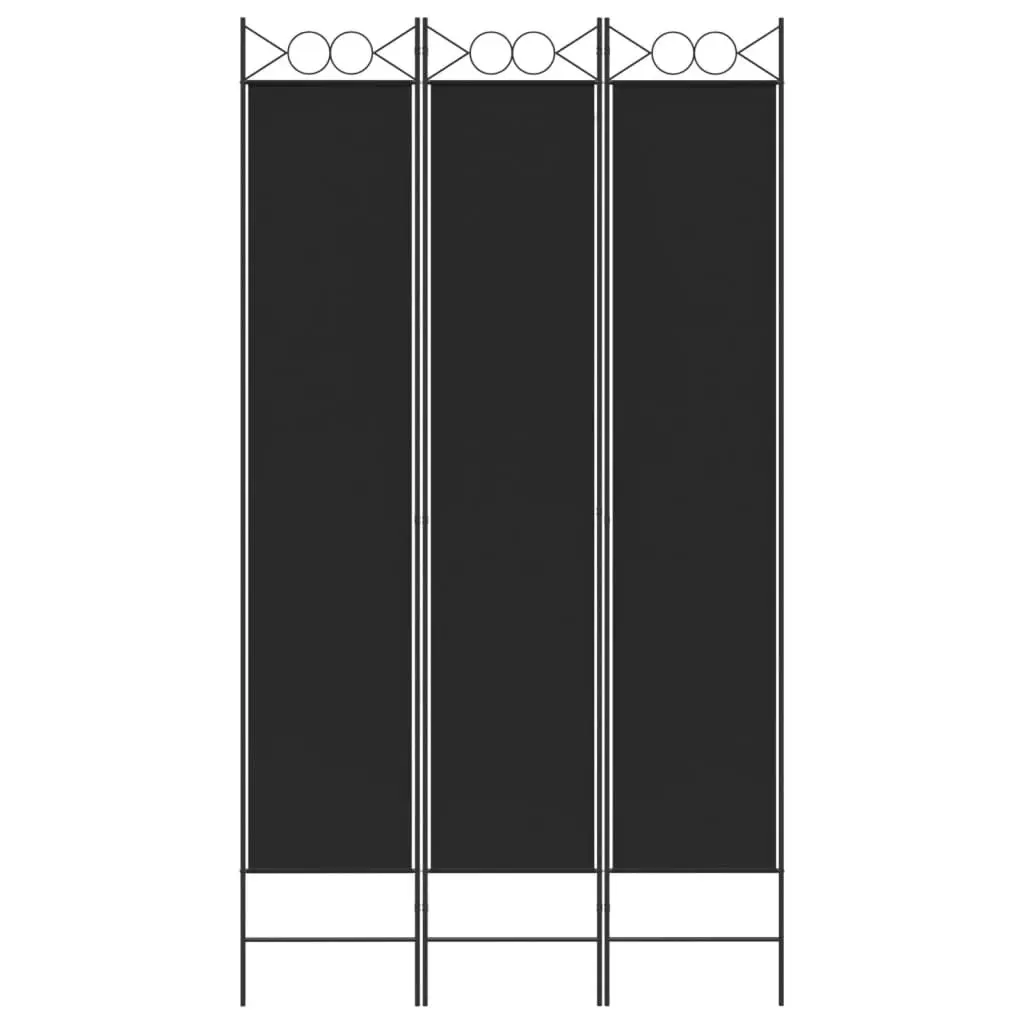 3-Panel Room Divider Black 120x220 cm Fabric 350165