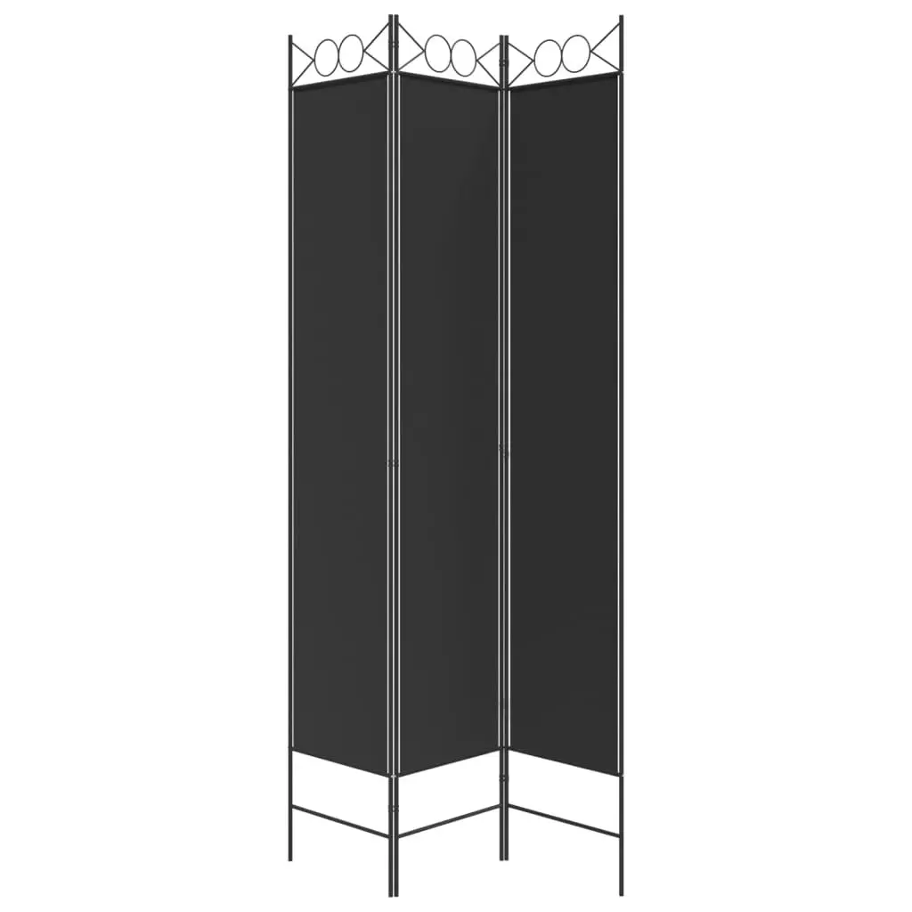 3-Panel Room Divider Black 120x220 cm Fabric 350165