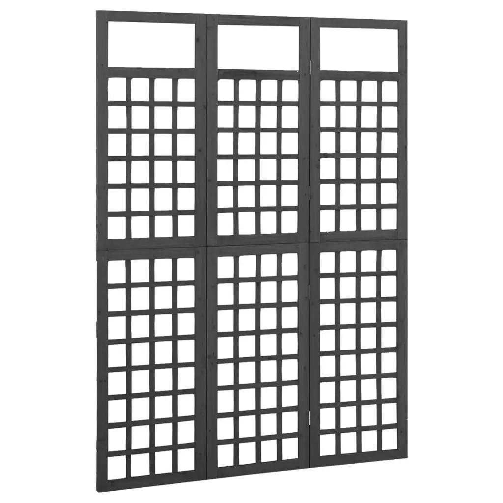 3-Panel Room Divider/Trellis Solid Fir Wood Black 121x180 cm 316482