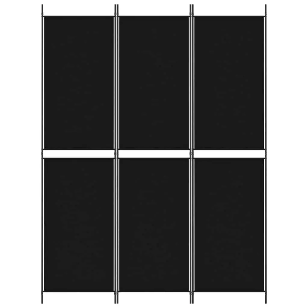 3-Panel Room Divider Black 150x200 cm Fabric 350229