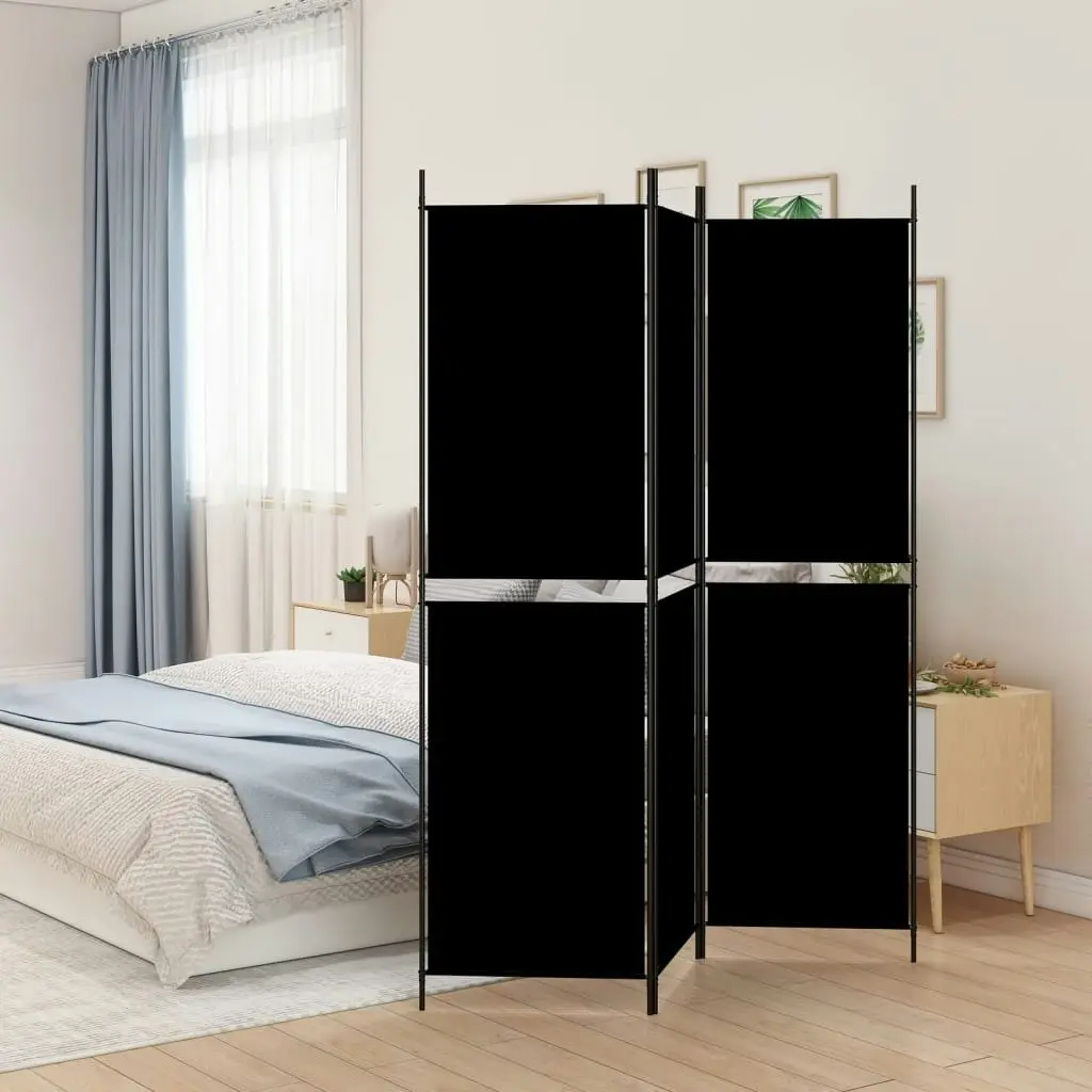 3-Panel Room Divider Black 150x200 cm Fabric 350229