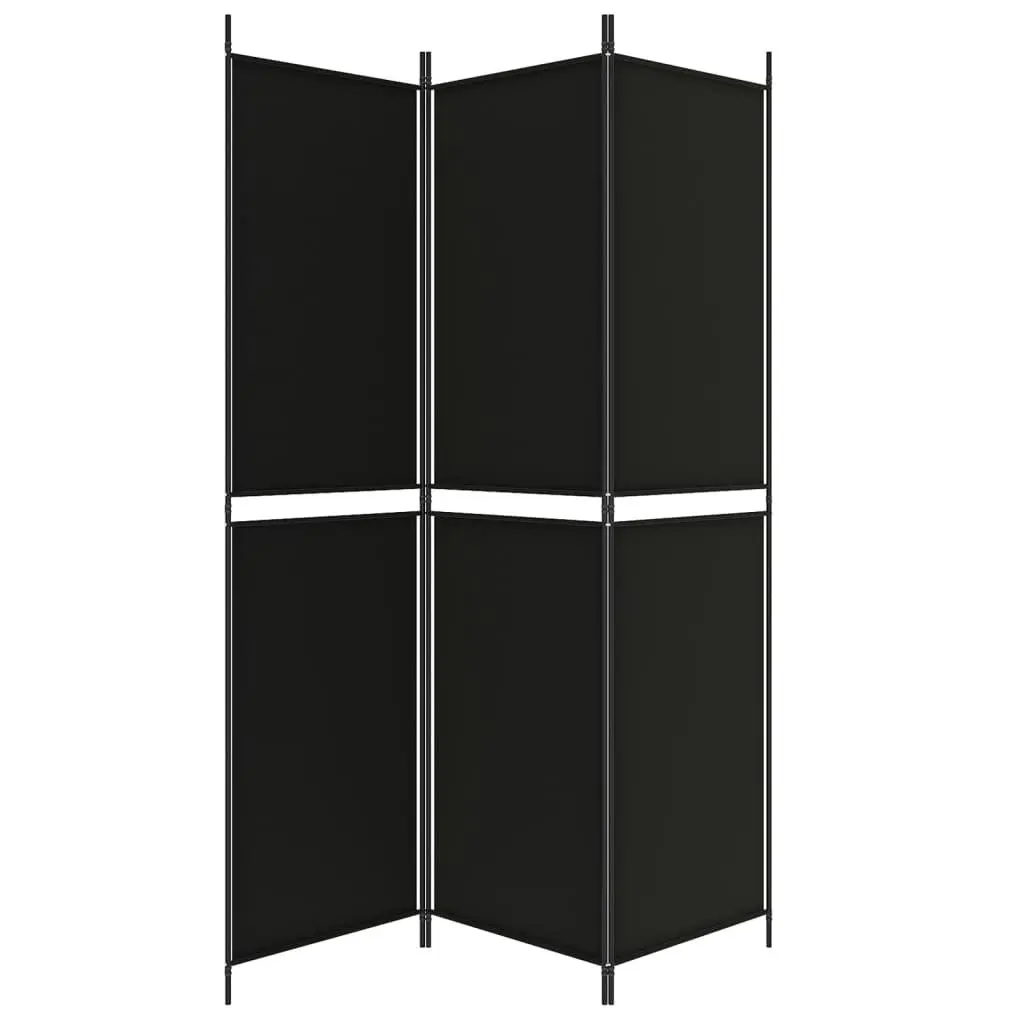 3-Panel Room Divider Black 150x200 cm Fabric 350229