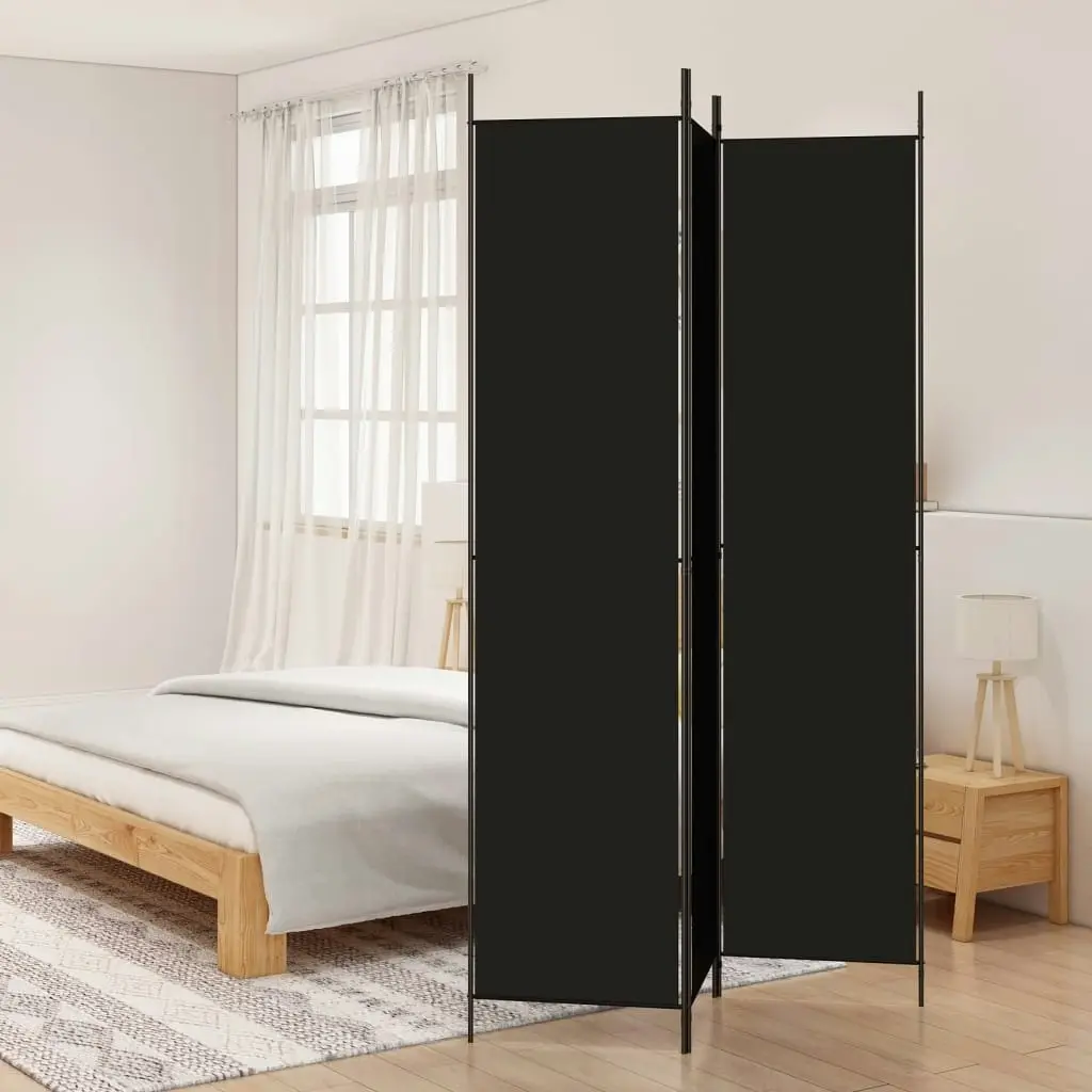 3-Panel Room Divider Black 150x220 cm Fabric 350197