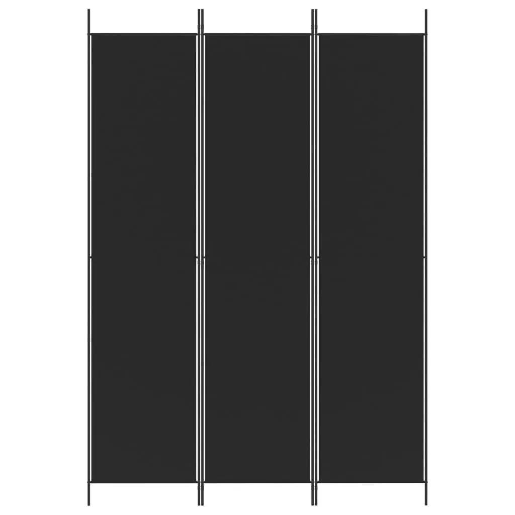 3-Panel Room Divider Black 150x220 cm Fabric 350197