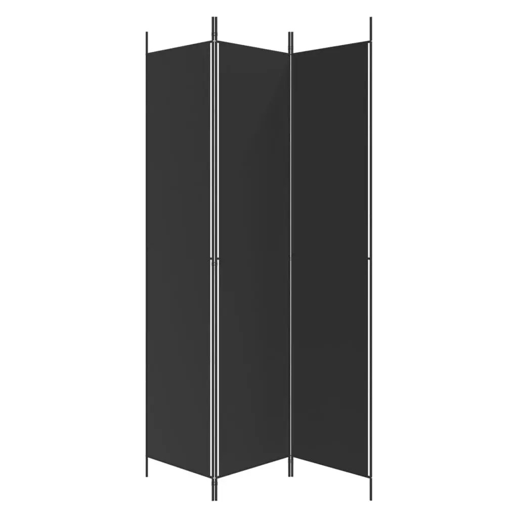 3-Panel Room Divider Black 150x220 cm Fabric 350197