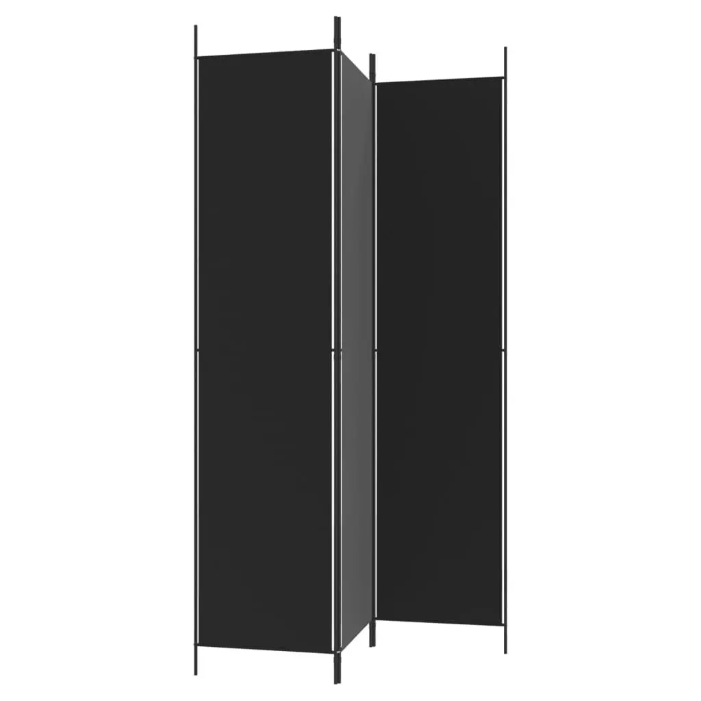 3-Panel Room Divider Black 150x220 cm Fabric 350197