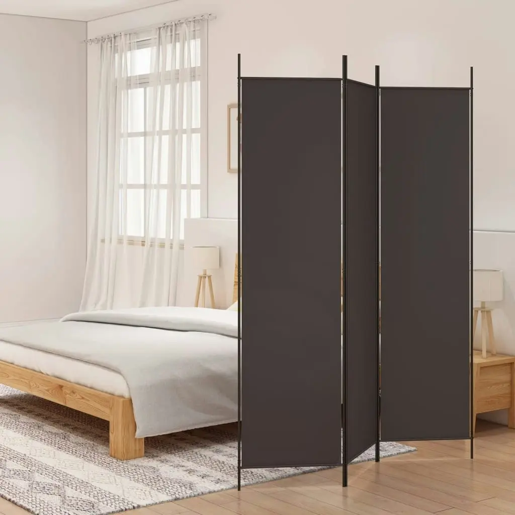 3-Panel Room Divider Brown 150x200 cm Fabric 350179