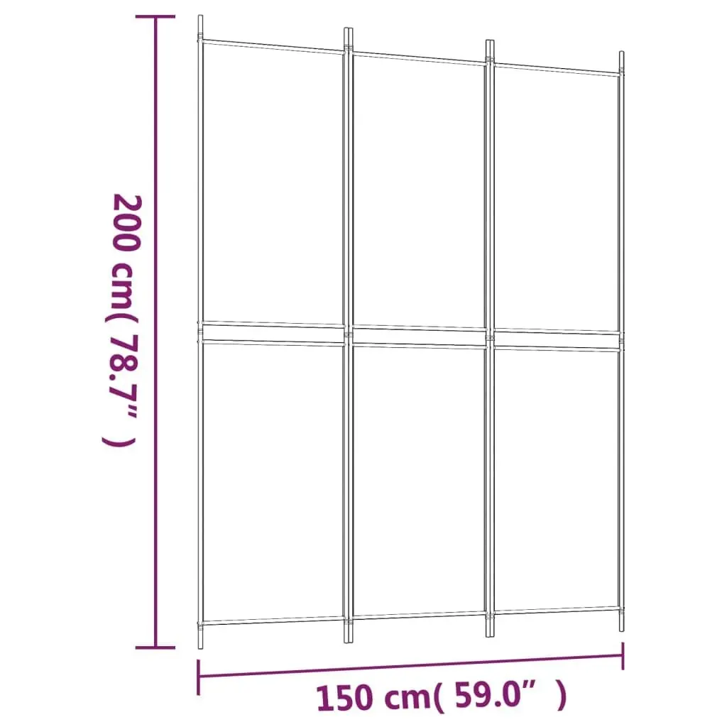 3-Panel Room Divider Brown 150x200 cm Fabric 350227