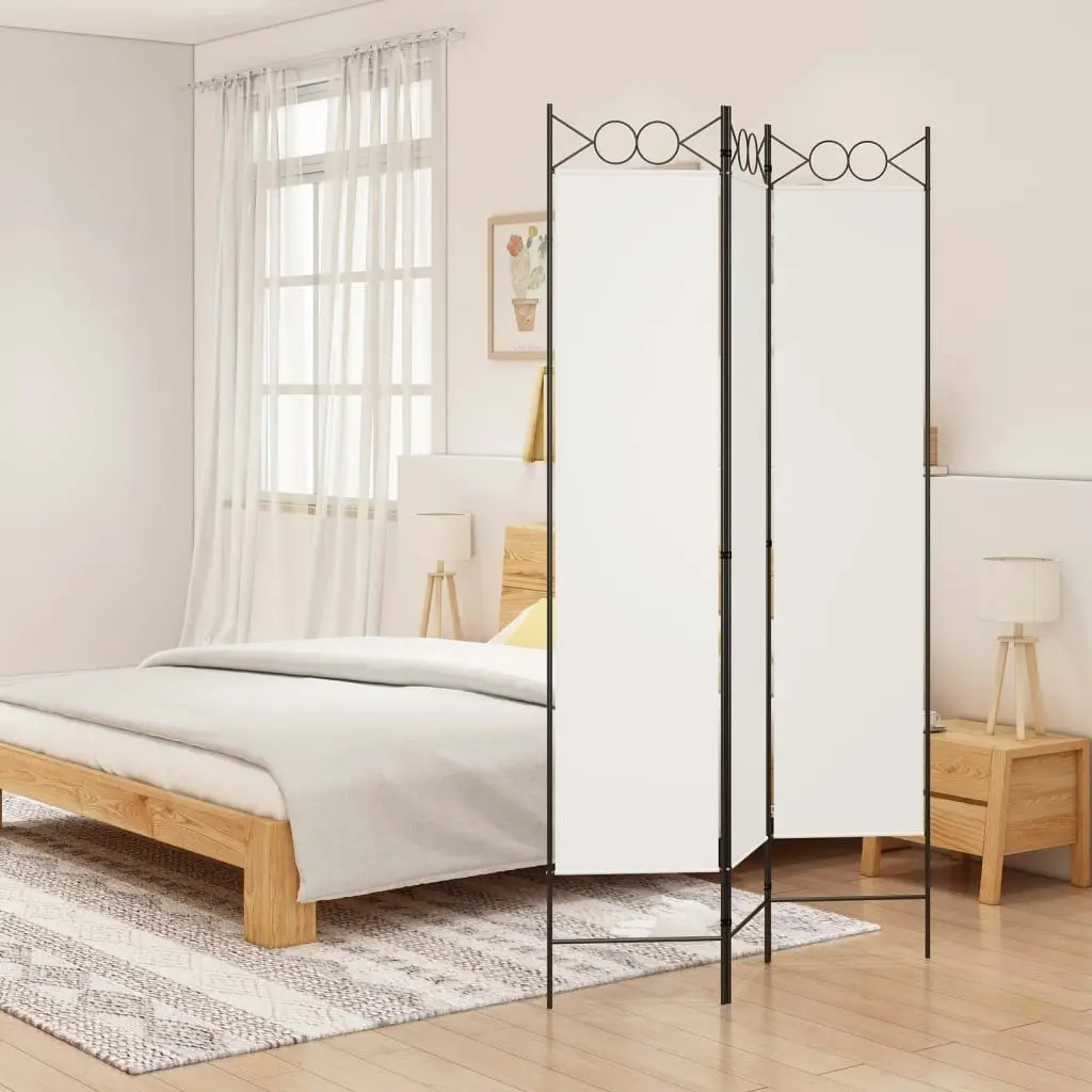 3-Panel Room Divider White 120x200 cm Fabric 350146