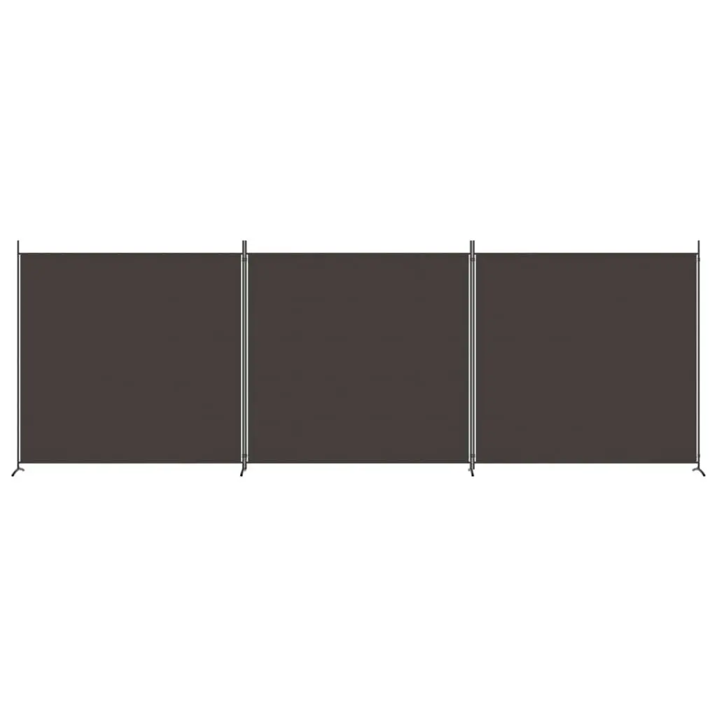 3-Panel Room Divider Brown 525x180 cm Fabric 350279