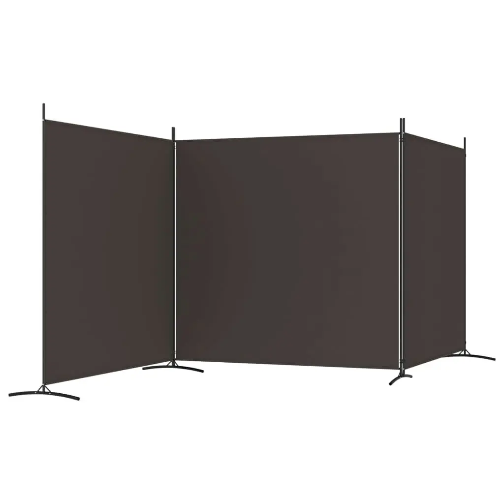 3-Panel Room Divider Brown 525x180 cm Fabric 350279