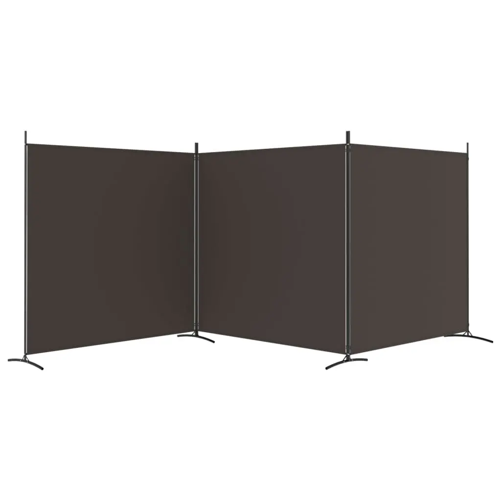 3-Panel Room Divider Brown 525x180 cm Fabric 350279