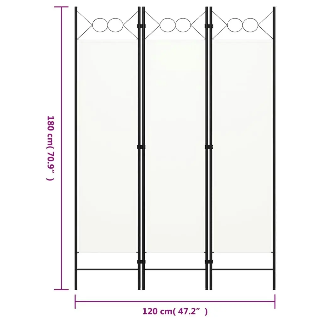 3-Panel Room Divider White 120x180 cm 320699